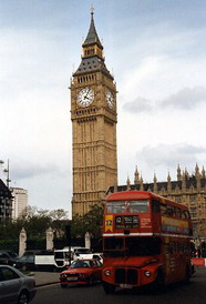 Big Ben and Double Decker Bus, London, England